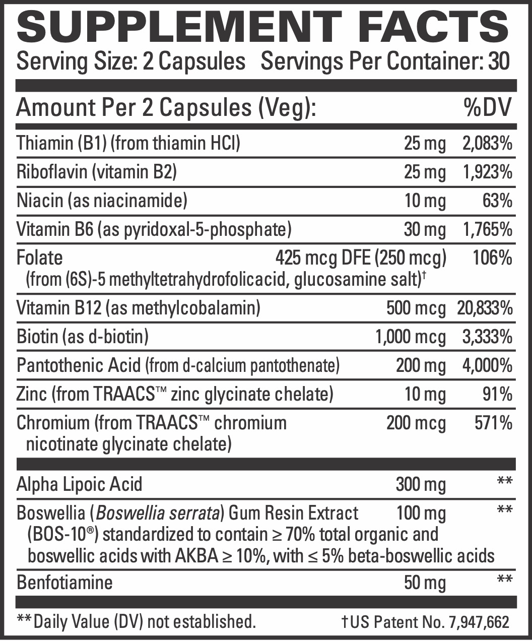 Nerve Complex supplement facts