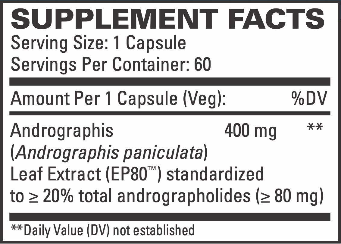 Andrographis EP80 supplement facts