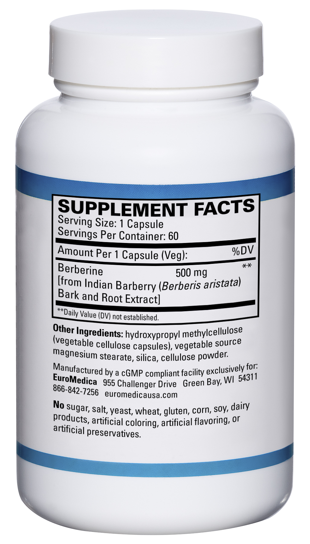 Berberine 500 mg bottle side